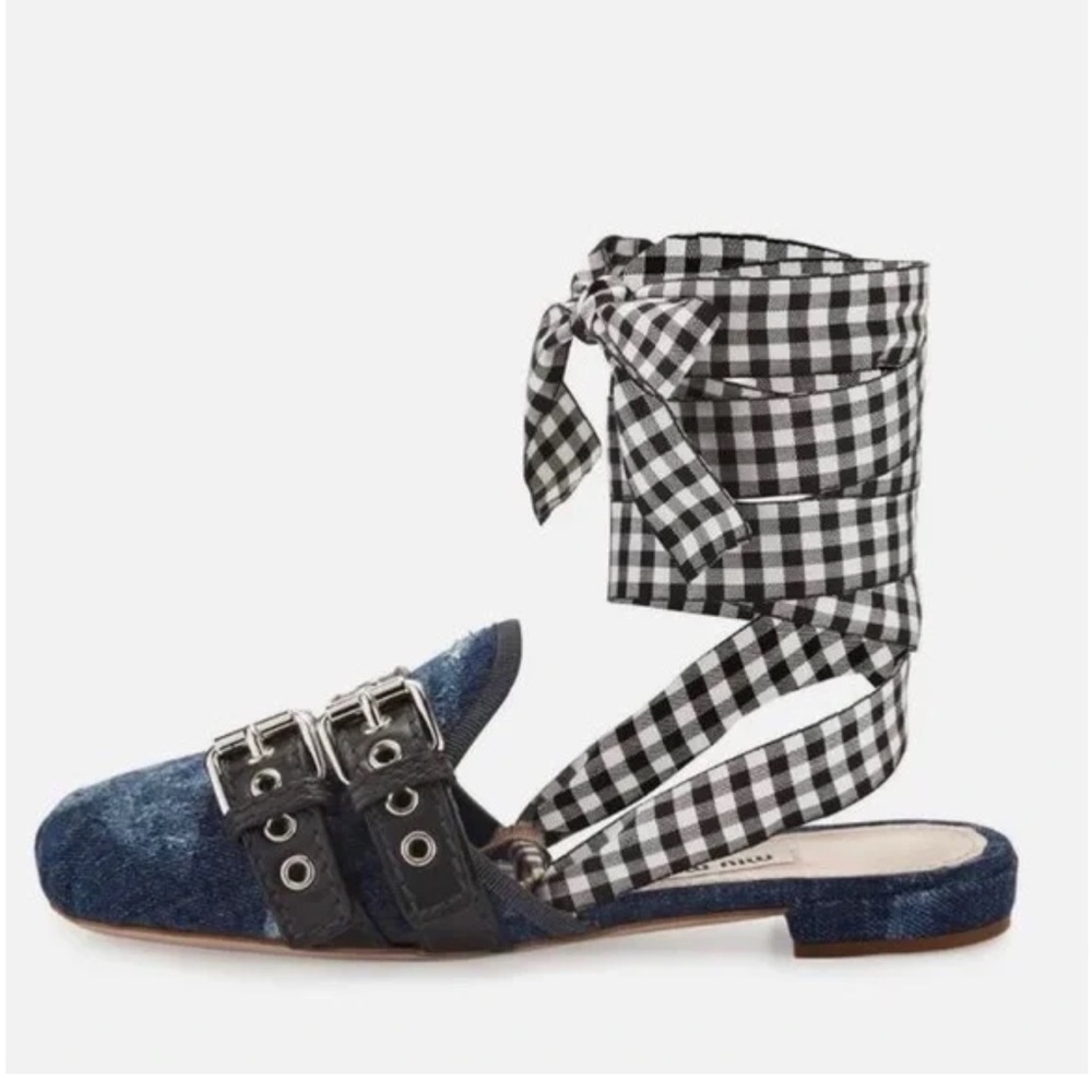 Miu Miu Lace-up Denim Sandals size 37